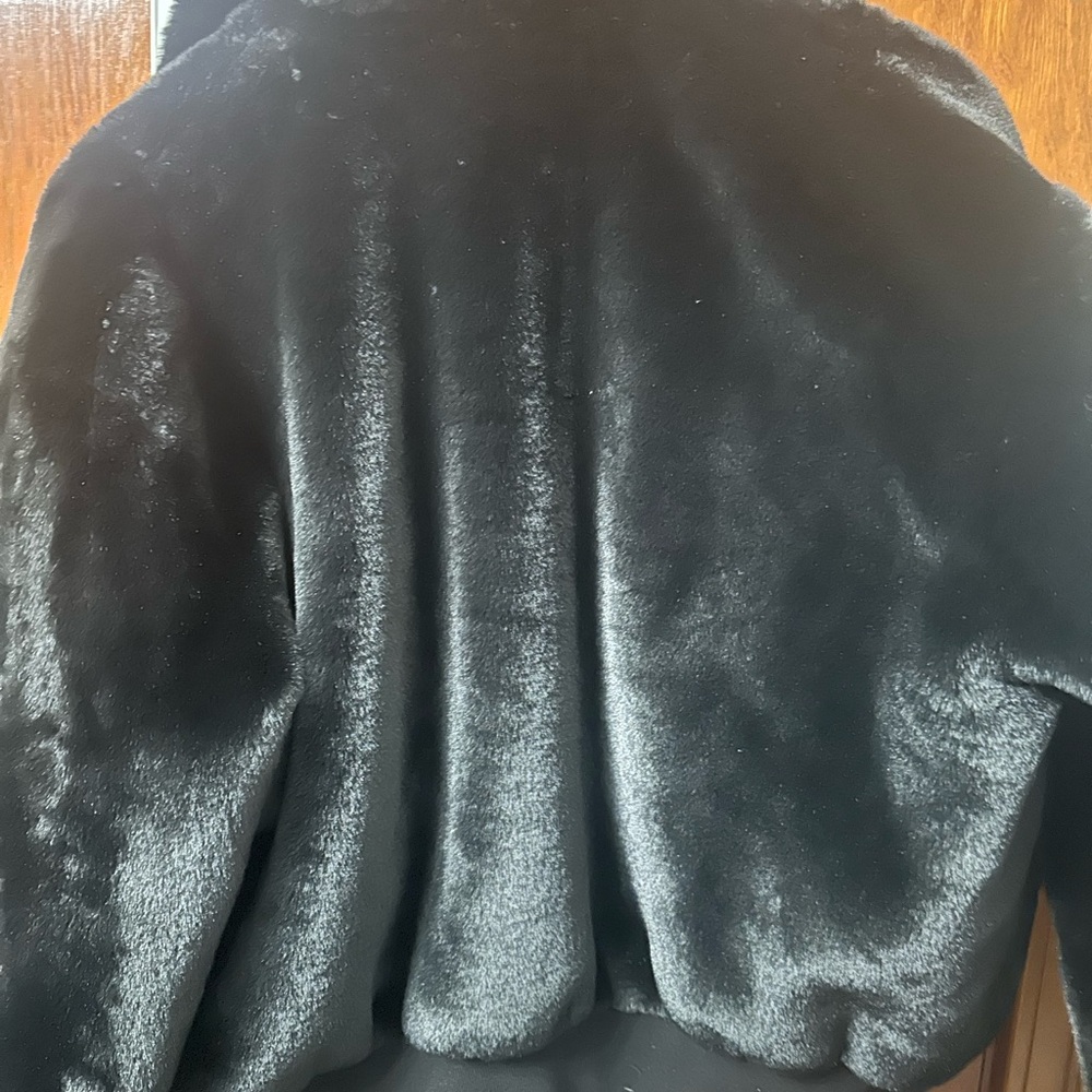 Rag & Bone Rich Black Faux Fur Bomber Jacket - Picture 3 of 5